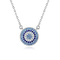 Collana Lunga Con Ciondolo Malocchio In Argento 925 E Cristallo Cz Turchese – Gioiello Donna Moda, Regalo Originale