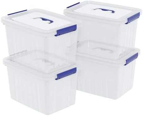 Sterilite 6-Pack Latch Tote, Stackable Plastic Storage Container Bins