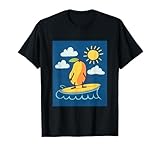 Surfing Mango on Ocean Wave Under Sunny Sky T-Shirt
