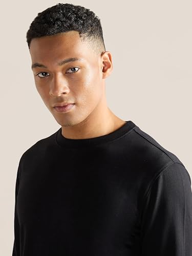 Image of Clans & Hans Men's Cotton Casual Crew Neck Sweatshirt - Heavyweight 240 GSM French Terry Fabric|Relaxed Fit Pullover|Essential Streetwear Sweatshirt for Men