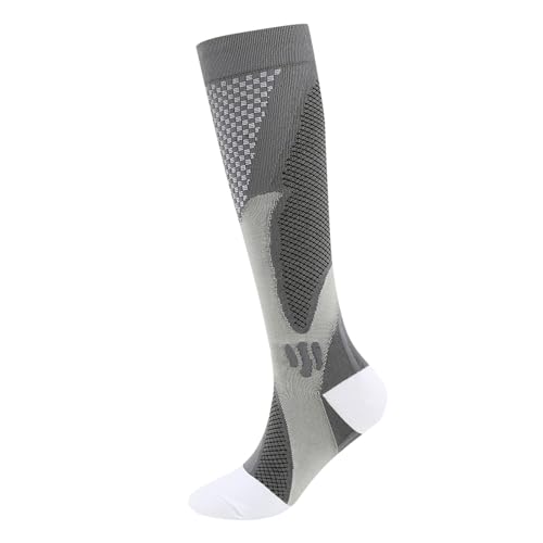 Generisch Medias de apoyo para mujer y hombre, senderismo, trombosis, medias de compresión, calcetines de compresión, calcetines de compresión largos, calcetines de ciclismo, 01 Grey, XXL