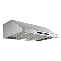 PROLINE 30-Inch Compact Under Cabinet Range Hood, Ducted, 600 CFM, Stainless Steel, LED Lights, Touch Control, Blower Motor, 4 Speed, 3-Year Warranty, PLSW 116.30