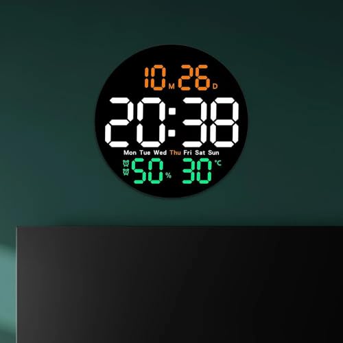 Image of GHANU Large Digital Clock for Classroom, Digital Classroom Clocks for Teachers, 10 inch Round LED Clock with Large Display,Date, Countdown Timer, Remote Control, Temperature, Electric