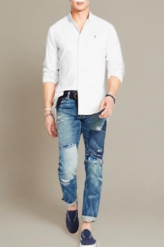 Polo Ralph Lauren Men's Standard-Fit Chambray Oxford, White, X-Large