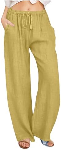 Cotton Linen Pants for Women Lightweight Quick Dry Trousers Loose...
