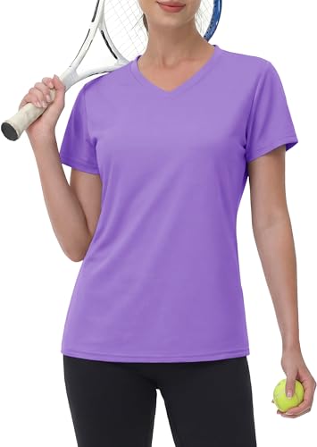 Image of MAGCOMSEN Women's Short Sleeve T-Shirt Quick Dry Athletic Tee Shirt Running Workout Yoga Top Tee Performance Shirts