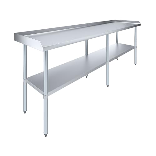 AmGood Commercial Work Table with Backsplash and Sidesplashes | Height: 35" | Stainless Steel Prep Table for Kitchen, Restaurant, Garage, Laundry | NSF (96" Long x 24" Deep)