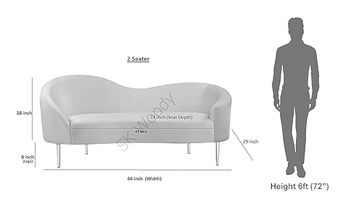 Image of Rosewood Luxury Curved Sofa in Premium Boucle Fabric | Solid Wood Structure | High Density Foam | Sturdy Golden Legs | Comfortable & Stylish Couch for Modern Living Room (Brown, 2 Seater)