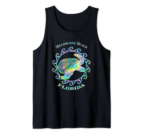 Tortuga tribal colorida de Melbourne Beach Florida Vacation Camiseta sin Mangas