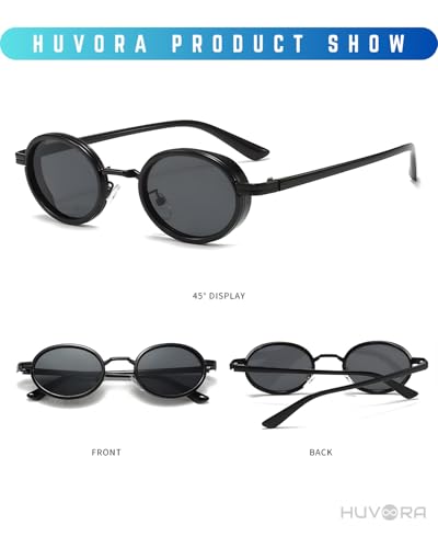 Image of Retro Oval Sunglasses for Men Women - Unisex Vintage Fashion Sun Glasses - Metal Hinge - UV400 Protected Anti Glare Goggles for Man Woman - Branded Stylish Driving Party Sunglass