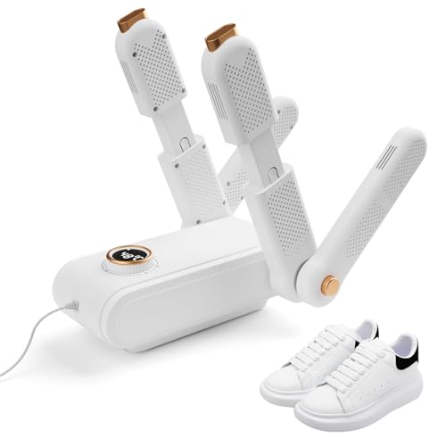 Yuning Secador de Zapatos Eléctrico, Secador de Botas de Futbol con Temporizador, secador de Botas de Esquí Plegable, luz Violeta para Zapatos, Calcetines,Guantes