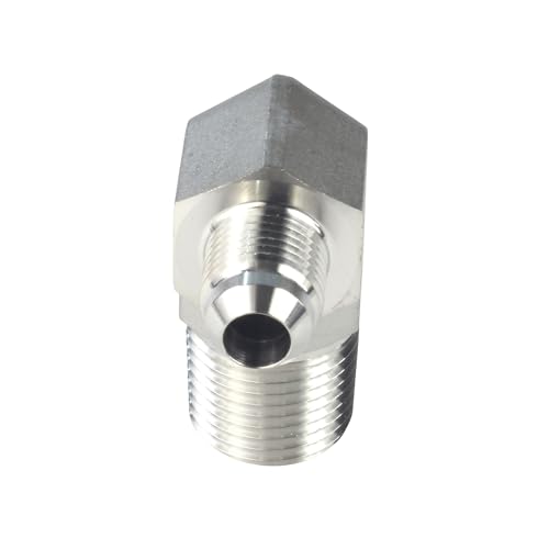 Image of HFS(R) 1 /2 inch Male NPT to 1 /4 inch Male JIC Elbow 90 Flare Pipe Fitting 304 Stainless Steel (1 /2 inch MNPT x 1 /4 inch MJIC)