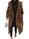  Minetom Manteau Femme Hiver Manteaux À Revers Blouson Veste Polaire Chaud Jacket Épais Long Outwear Avec Poche A Marron Foncé M
