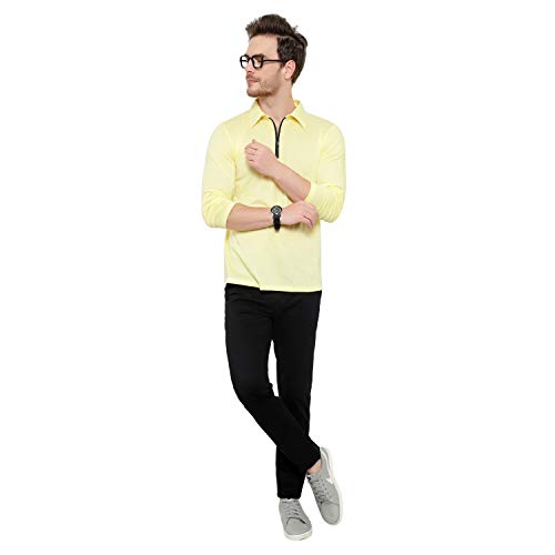 Image of Men's Cotton Blend Full Sleeve Zip Neck Polo T-Shirt (Pack of 1)