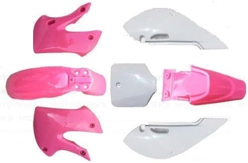 Replacement Aftermarket Complete Pink Color Plastic Fender Fairings Kit for Dirtbikes Compatible with KLX110 DRZ110 KLX/DRZ 110 KX65 2002-2009
