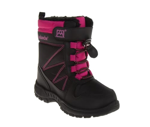 Avalanche Boys Winter Snow Boots Insulated Cold Weather Outdoor Boots with Slip Resistant Sole- Pink Black 8 Toddler