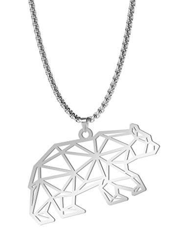 cooltime Collier avec Pendentif en Forme d'ours Polaire en Acier Inoxydable 58 cm