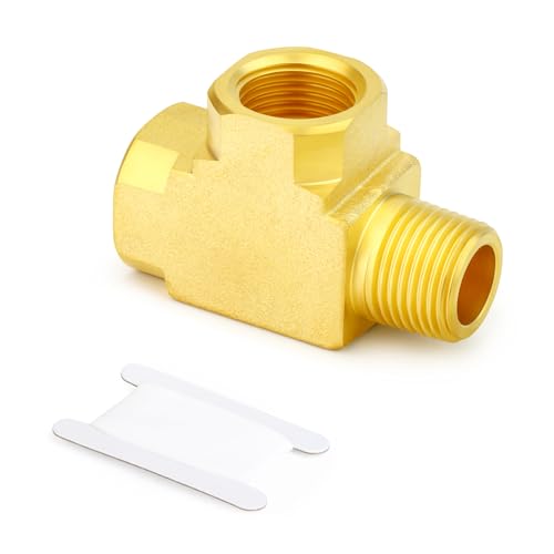 Image of GASHER 1Pc Brass Tee Fitting, 3 /8 inch FNPT x 3 /8 inch FNPTx 3 /8 inch MNPT Pipe Fittings, Male Run Tee