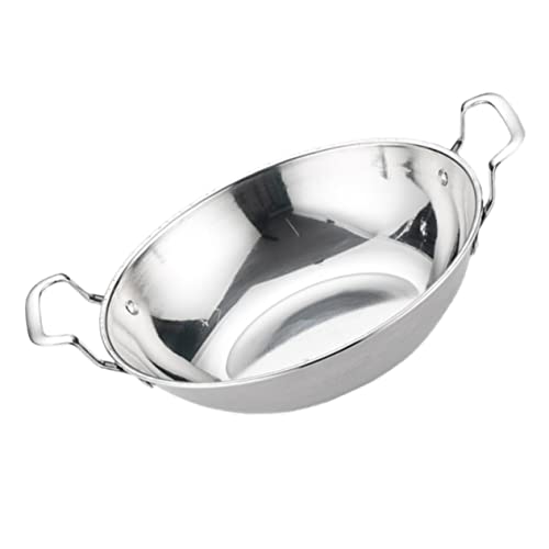 DECHOUS Stainless Steel Double Handle Cooking Pan Wear Resistant Fry Pan for Home Kitchen Restaurant for Induction Cooktops Rapid Heating Easy Cleaning Reusable Hot Pot