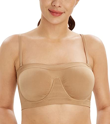 Lemorosy Soutien-gorge à armatures non rembourré pour femme - Soutien-gorge invisible sans couture, beige, L Cover