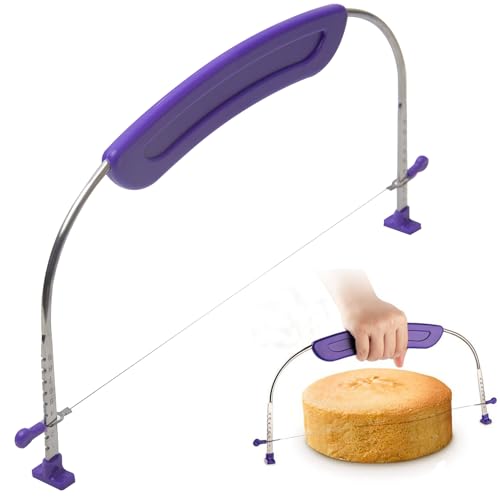 Stainless Steel Adjustable Cake Leveler Cutter, 9 Height Slicer Cake Cutter Slicer & Stabilizing Feet for Layering, Molding, and Decorating