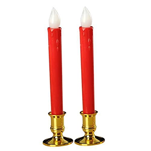 CALANDIS™ 3xFlameless Flickering LED Pillars Candle Tea Light with Base Battery Powered Red - Golden Base | Candles | Home Dacor-image-29
