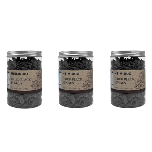 MEIMIDUO 13.5 Oz Dried Black Fungus Wood Ear Mushrooms, Premium All Natural Vegan(Pack of 3)