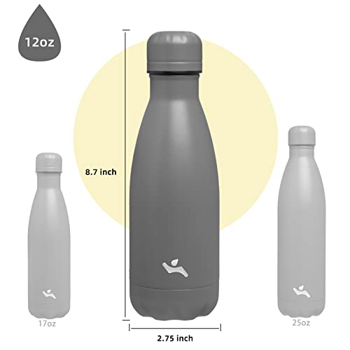 Image of Konokyo Insulated Water Bottles,12 oz Double Wall Stainless Steel Vacumm Metal Flask for Sports Travel,Gray