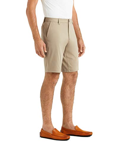 Rhone Men's Commuter Flat-Front Short 11" Inseam, Modern Fit, Premium 4-Way Stretch Fabric (Khaki, 34) #TOP6