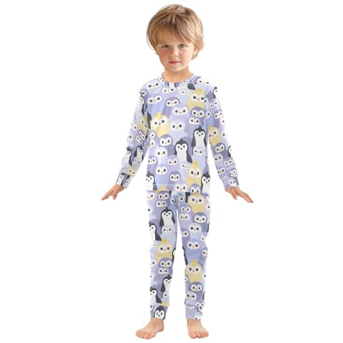 ALAZA Penguin Cartoon Pajamas Long Sleeve Sleepwear 2-Piece Pajama Set3
