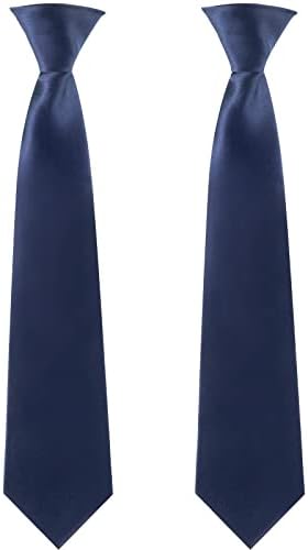 2 Pieces 14 Inch Boy's Clip on Ties Solid Color Clip on Ties Pre-tied Neckties for Office School Graduation (Navy Blue)