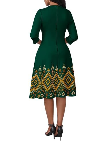 Image of PinkPatty Women's Casual 3 /4 Sleeve Midi Dresses Fit and Flare Church Work Dress with Pockets