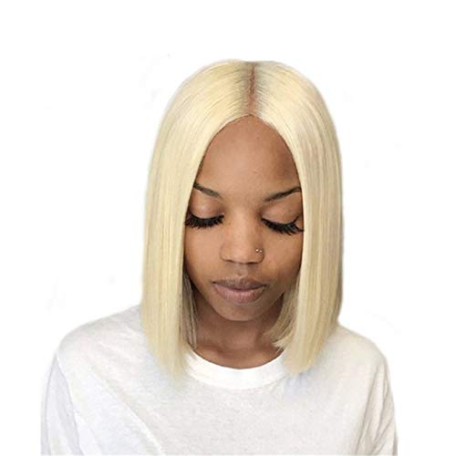 Andongnywell Blonde Bob Straight Hair Short Wigs For Women Heat Resistant Synthetic Wigs For Daily Party Cosplay Use (Golden,One Size) #TOP1