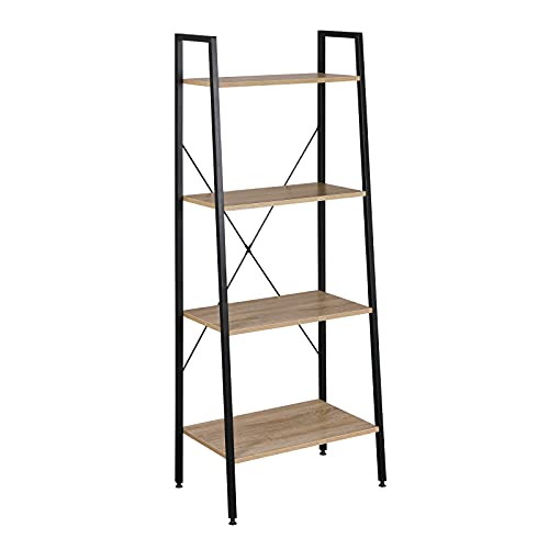 WOLTU 35x60x148cm Étagère de Rangement Étagère Fleur Étagère rayonnage 4 Niveaux Noir+Chêne Clair RGB9283hei-a