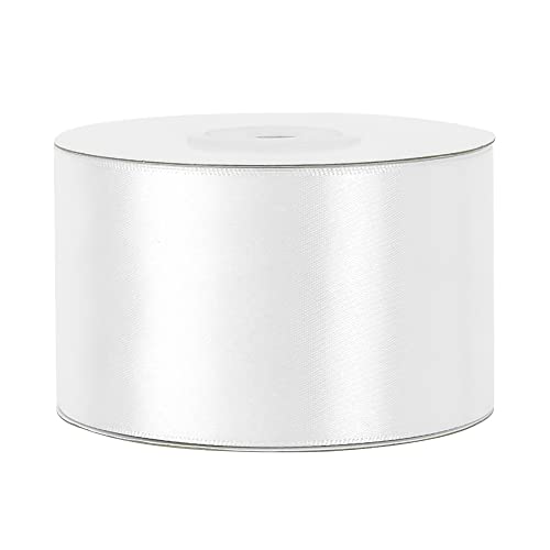 Meedee White Satin Ribbon 2 Inch White Ribbon Lux Satin Double Faced Ribbon By 25 Yards White Silk Ribbon Satin Ribbon For Gift Wrapping, Crafts, Satin Weddings, Flower Bouquet, Holiday Decorating #TOP7