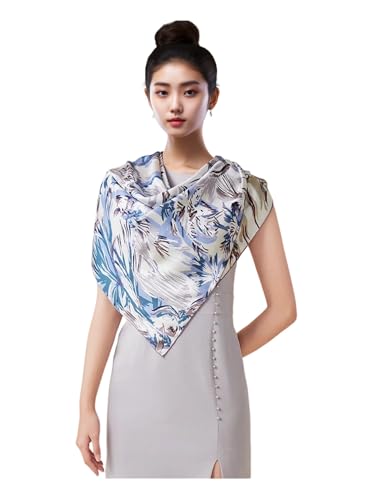 Écharpe en soie de mûrier femme foulard floral double face 970