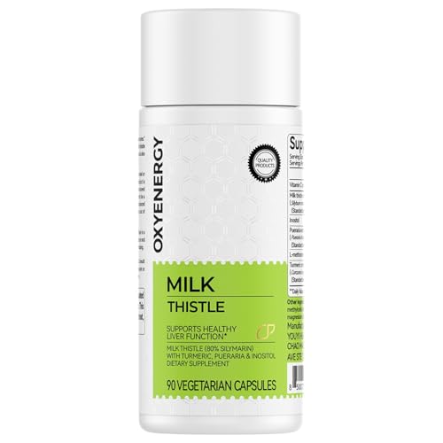 OxyEnergy Silymarin Milk Thistle 300mg Extract with Vitamin C, Inositol & Pueraria, Liver Detox &...