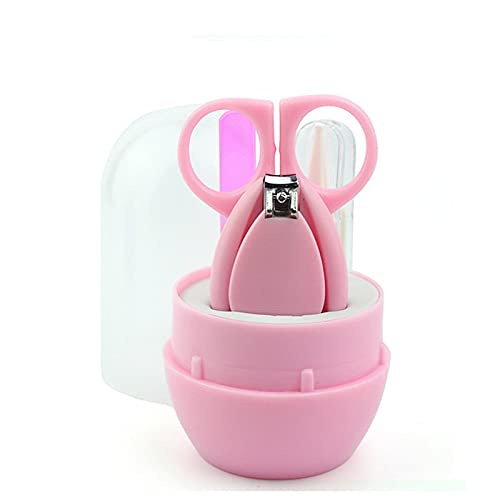 FI - FLICK IN Baby Grooming Kit Infant Nursery Set Manicure Set Newborn Healthcare Kits Child Care Baby Nail Clipper, Scissor, Tweezer and Nail Filer Cleaning Sets - Manicure Set (4 Pieces, Pink)