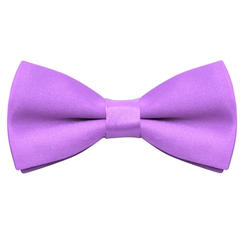Bskifnn Kids Bow Ties Solid Color Satin Bow Tie for Child Boys Toddlers Wedding Party Dress up (Purple kids)