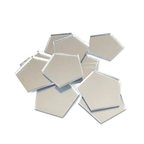 Super Cool Creations Pentagon Shaped Crafting Mirrors, Set of 10, Many Colours, Shatterproof Acrylic, Black, Pack of 10 x 3cm