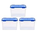 IRIS USA 3Pack 74qt WEATHERPRO Airtight Plastic Storage Bin with Lid and Seal and Secure Latching Buckles