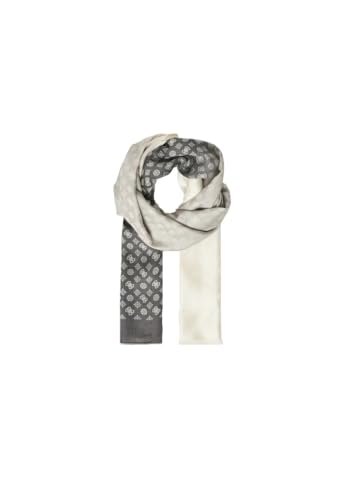  GUESS Sciarpa, Stampa 4G Logo Peony, Nero/Grigio, 80 x 160 cm, 63% Viscosa 37% Acetato