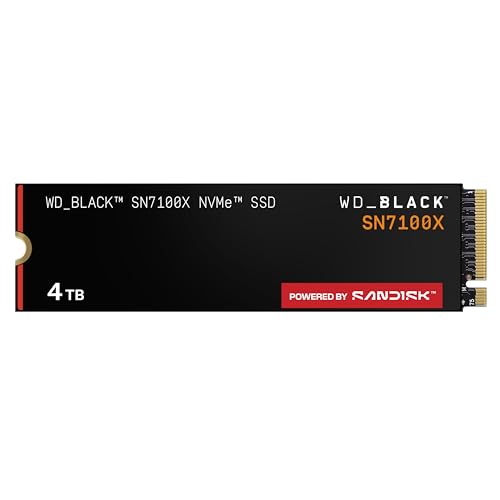 WD_Black SN7100X NVMe SSD de 4 TB (hasta 7.000 MB/s de velocidades de Lectura, con Licencia Oficial para ROG Xbox Ally (X) y PC, PCIe Gen4, Sandisk TLC 3D CBA NAND, Xbox Game Pass Ultimate de 1 Mes