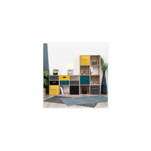 Meuble étagère de rangement bois gris 3 cases solution petits espaces - 3