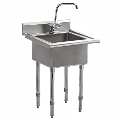 ROCKPOINT Basics 304 Stainless Steel Sink w/Faucet Utility Sink - Thumbnail 7