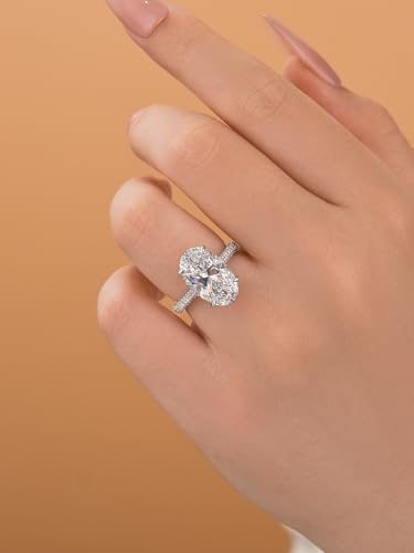 6.5CT Elongated Oval Cut Engagement Ring for Women, 925 Sterling Silver 5A Cubic Zirconia Simulated Diamond Promise Ring4