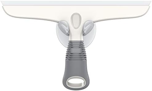 MR.SIGA Multi-Purpose Silicon Squeegee for Window, Glass, Shower Door, Car Windshield, Heavy Duty Window Scrubber, Includes Suction Hook, 10 inch, White & Grey, 1 Pack