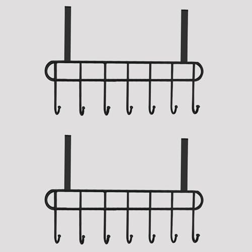 Image of Boniry 2 Pcs Over The Door Hook Hanger Adhesive Hooks Heavy Duty Wall Hooks Waterproof Stainless Steel Hooks for Hanging Coat, Hat,Towel Robe Hook Rack Wall Mount- Bathroom and Bedroom Black
