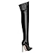 FOGEENA Black Over the Knee Boots for Women Stiletto High Heel Patent Leather Pointed Toe Zipper 4.7 Inch Thigh High Boots Fashion Sexy Dating Party Fall Winter Boots Size 7.5