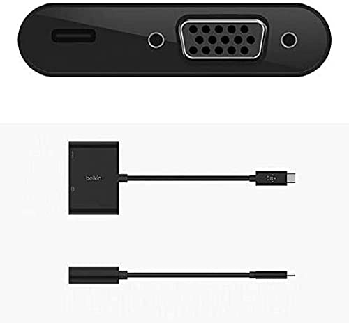Image of Belkin USB-C to VGA Adapter + Charge (Supports HD 1080p Video Resolution, 60W Pass-Through Power for Connected Devices) MacBook Pro VGA Adapter, Black & Essential Series F9E600zb2MGRY 6